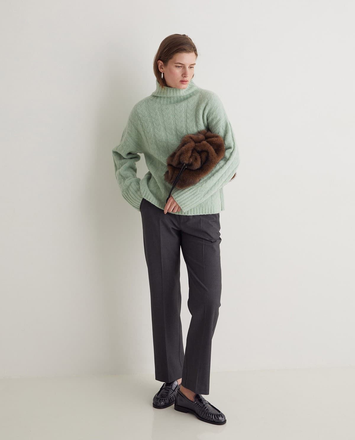 Bolso Yerse de hombro efecto pelo marrón chocolate - Imagen 3