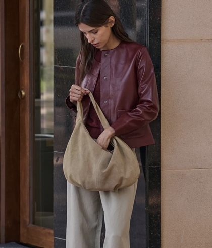 BOLSO YERSE HOBO DE ANTE camel - Imagen 1