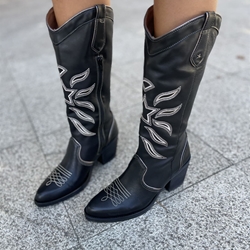 Bota Nemonic campera vivos bordados blanco - Imagen 1