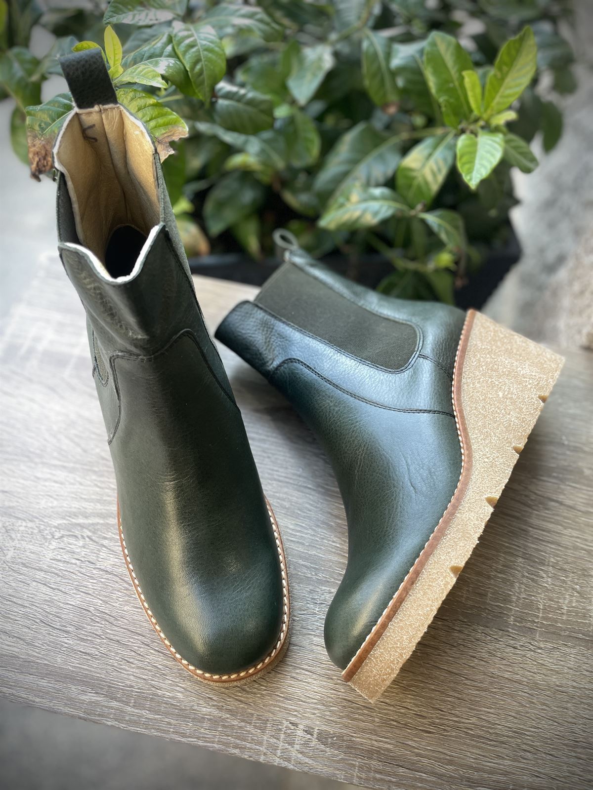 BOTIN CHELSEA con piso tocino VERDE - Imagen 1