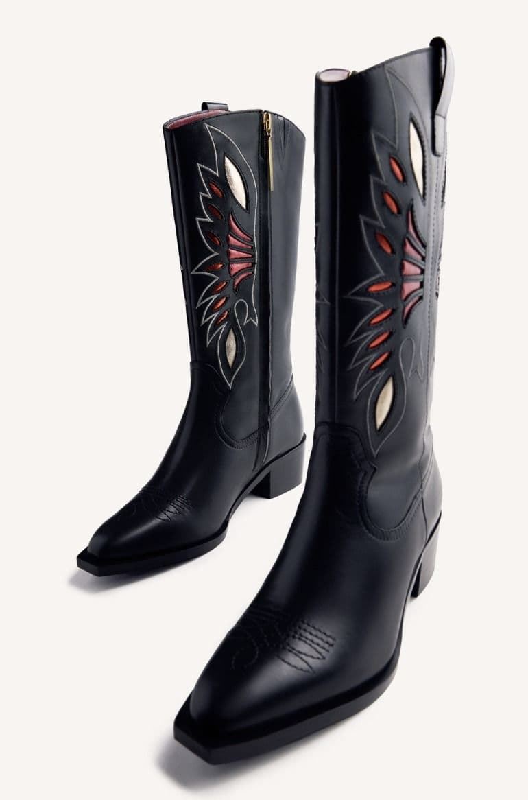 Botin Gioseppo NISSWA COW BOY bordados negra - Imagen 3