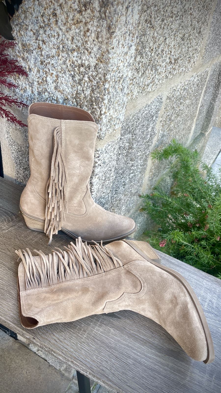 Botin Nemonic Campero 2482 FLECOS Voley baby beige - Imagen 1