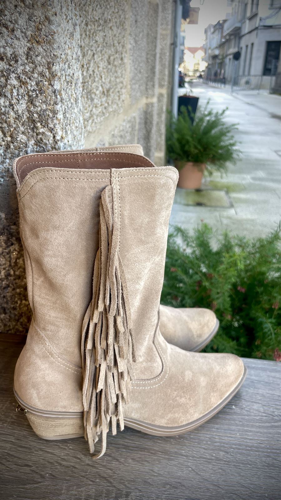 Botin Nemonic Campero 2482 FLECOS Voley baby beige - Imagen 2