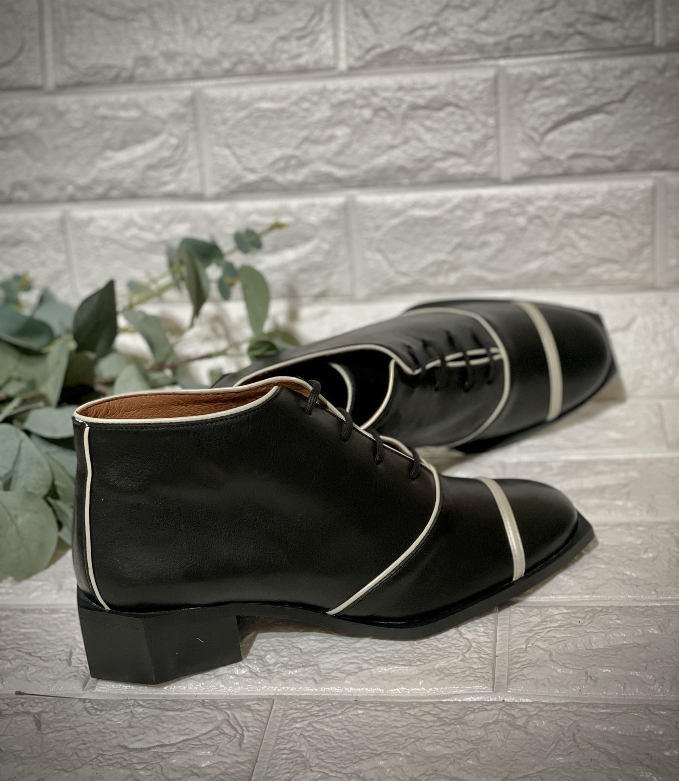 Botín Nemonic negro cordones - Imagen 2