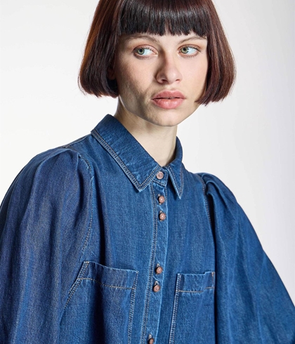 CAMISA Alba Conde 6310 denim manga globo - Imagen 1