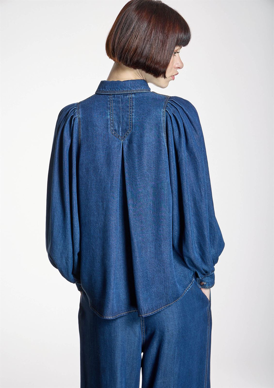 CAMISA Alba Conde 6310 denim manga globo - Imagen 2