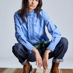 CAMISA Alba Conde Detalle volantes azul - Imagen 1