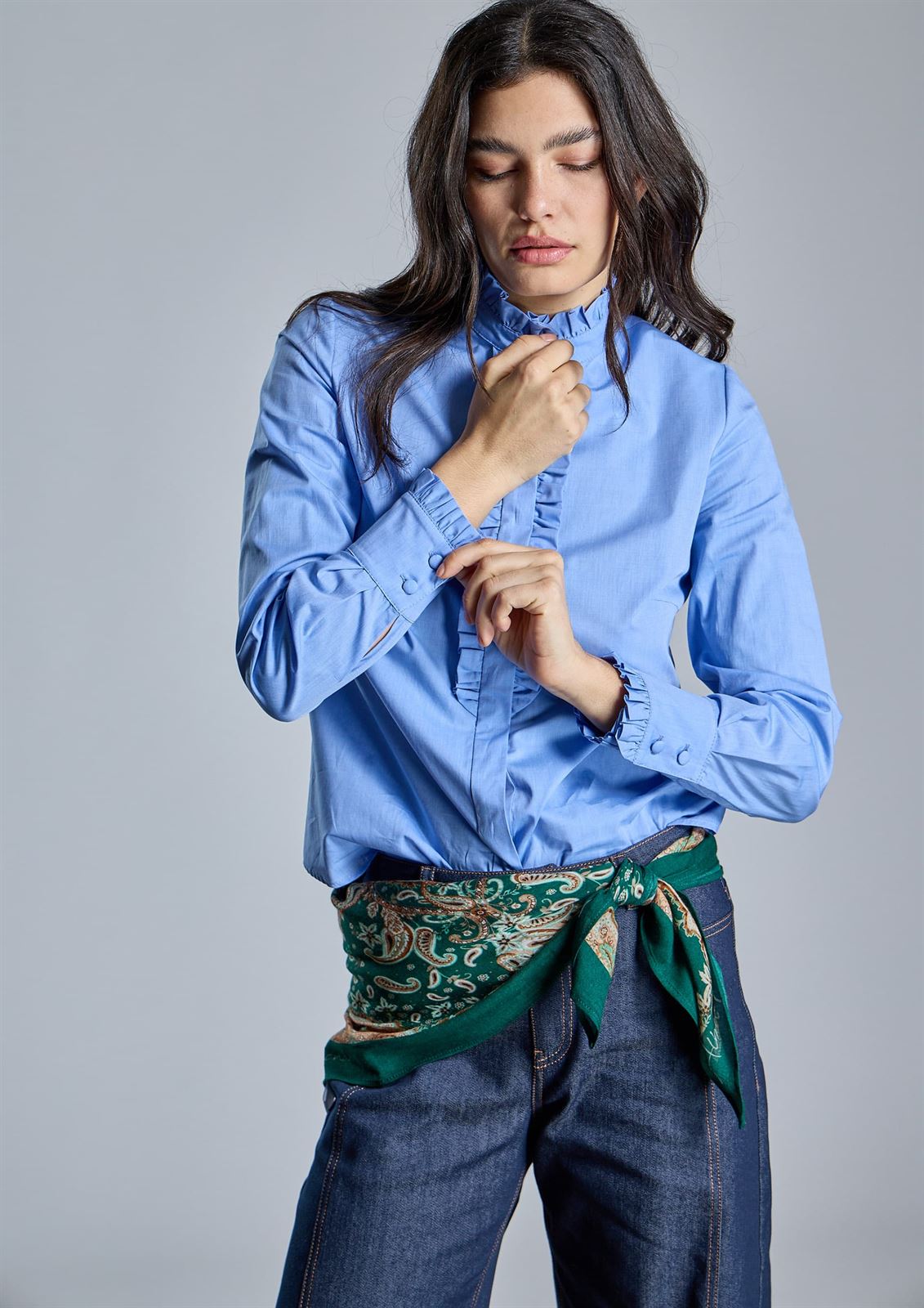CAMISA Alba Conde Detalle volantes azul - Imagen 2