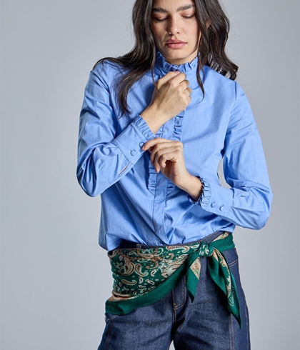 CAMISA Alba Conde Detalle volantes azul - Imagen 2