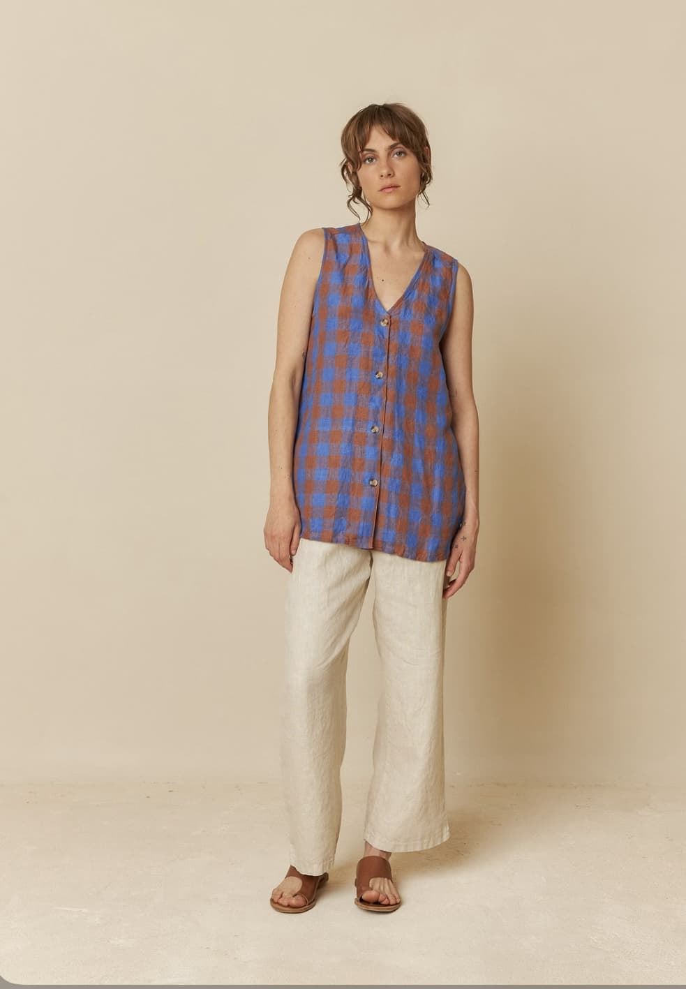 Camisa chaleco Indi & Cold 211 VICHY  RETRO CUADROS AZULES - Imagen 3