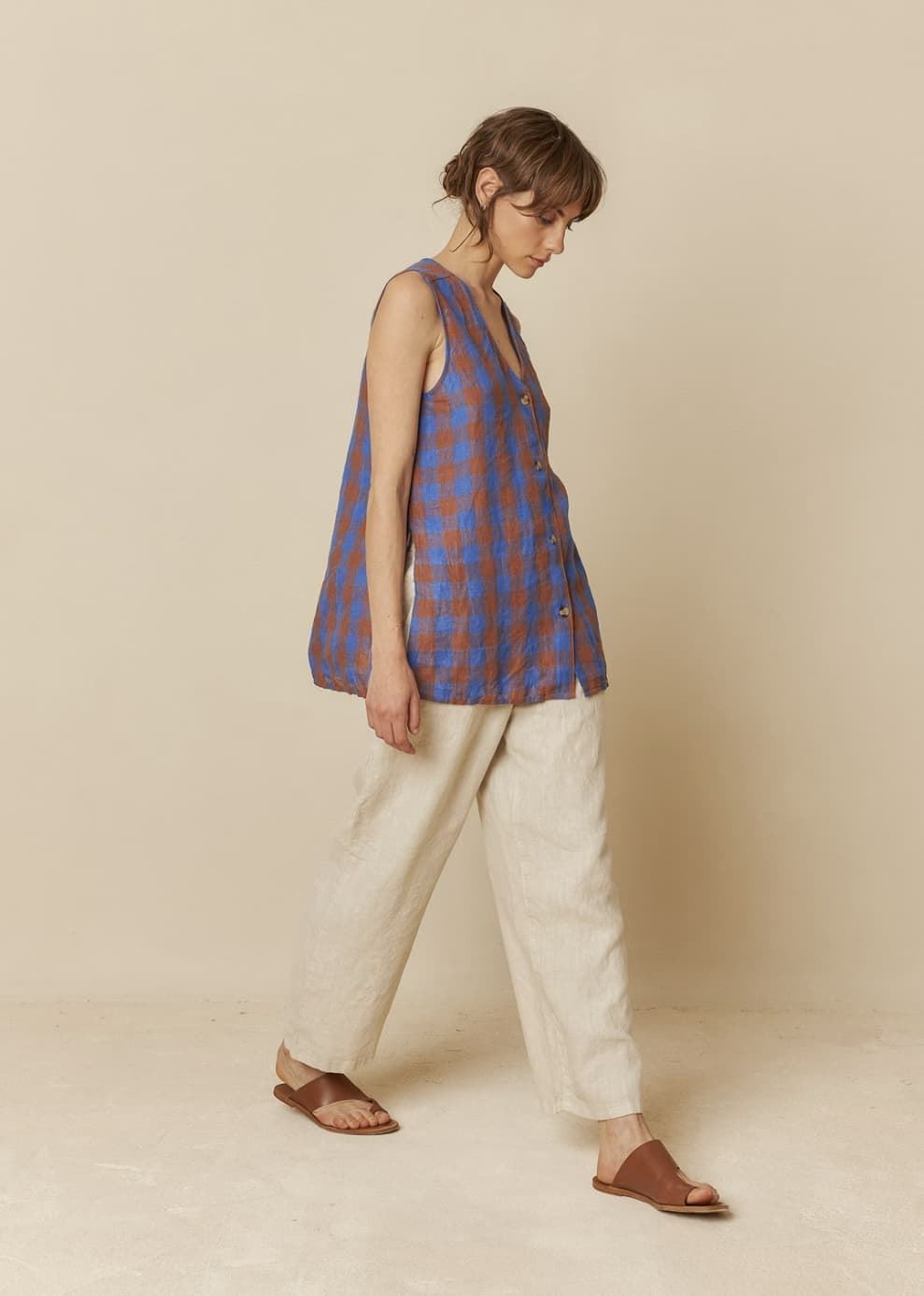Camisa chaleco Indi & Cold 211 VICHY  RETRO CUADROS AZULES - Imagen 5