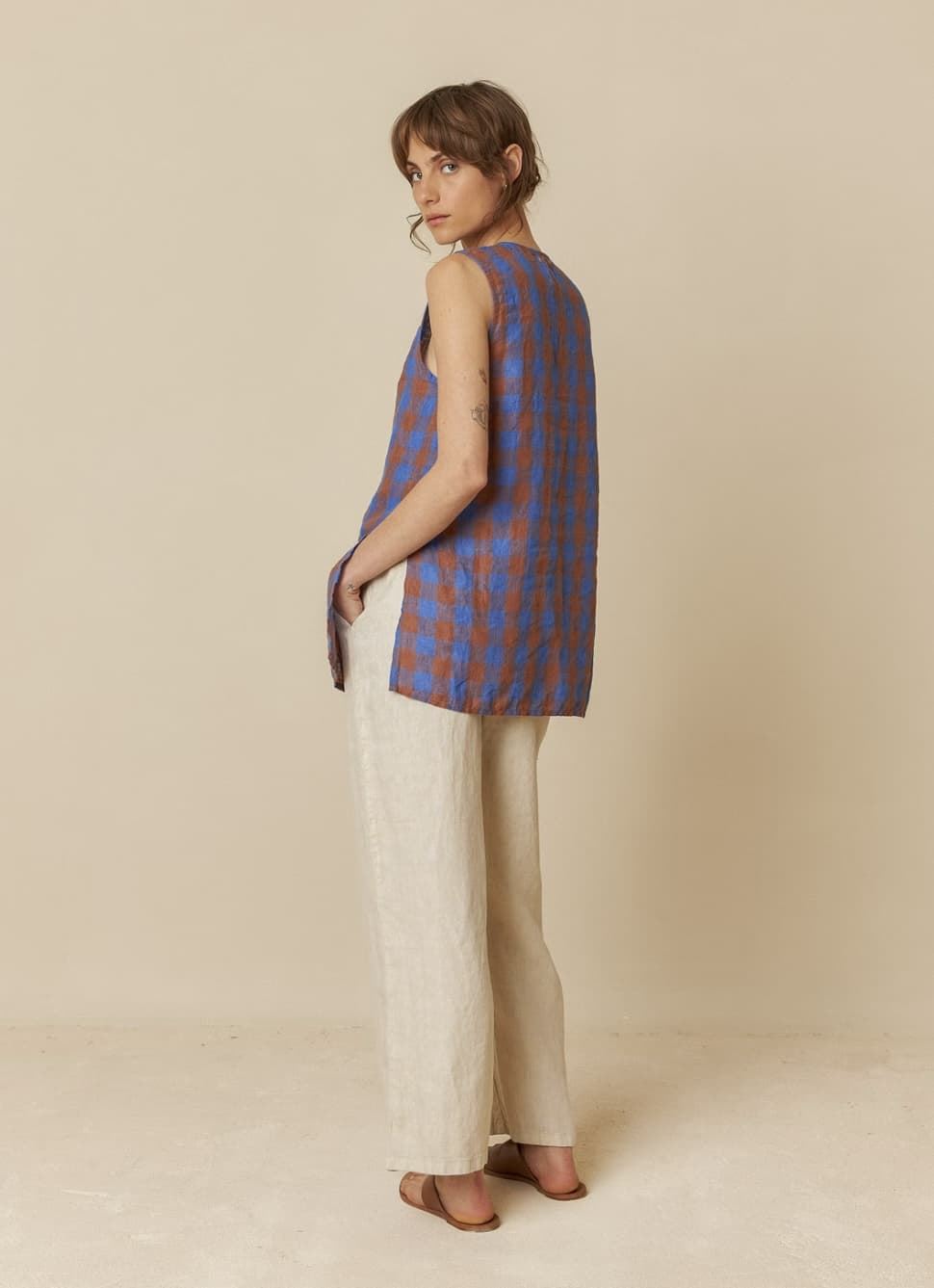 Camisa chaleco Indi & Cold 211 VICHY  RETRO CUADROS AZULES - Imagen 6
