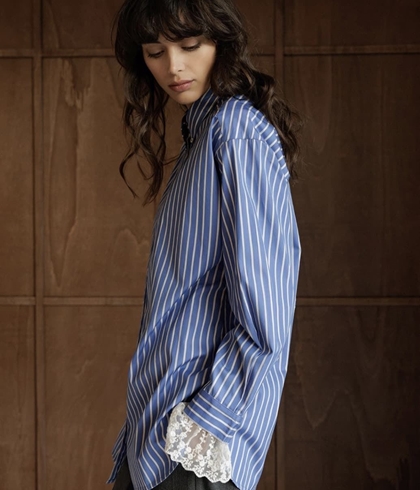CAMISA CLÁSICA  Indi & Cold AD156 puños de encaje azul - Imagen 1