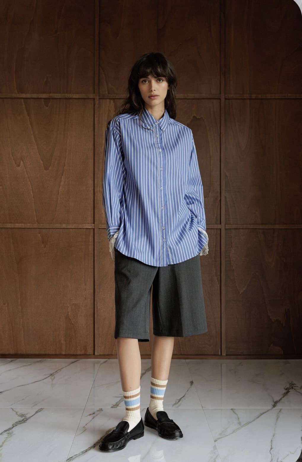 CAMISA CLÁSICA Indi & Cold AD156 puños de encaje azul - Imagen 3