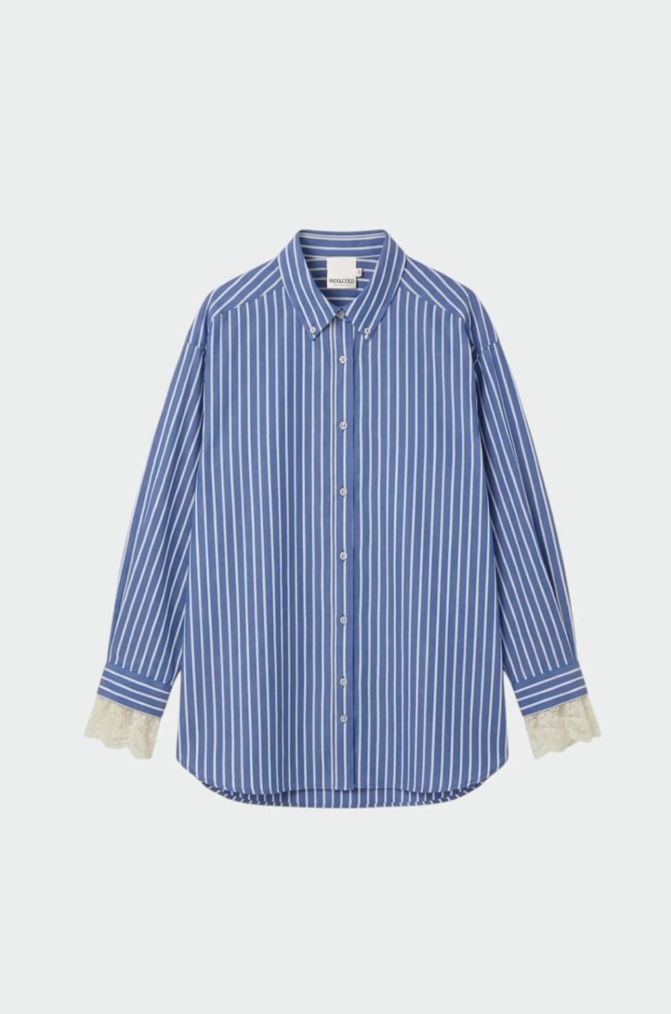 CAMISA CLÁSICA Indi & Cold AD156 puños de encaje azul - Imagen 5