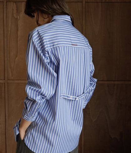 CAMISA CLÁSICA  IndI & Cold PUÑOS DE ENCAJE azul blanco azul - Imagen 2