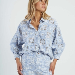 Camisa Derhy AINOHA P620011-3-S bordado en inglés rayas azul - Imagen 2