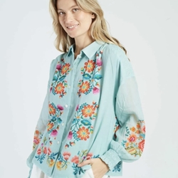 Camisa Derhy  ASTON estampada azul agua - Imagen 1