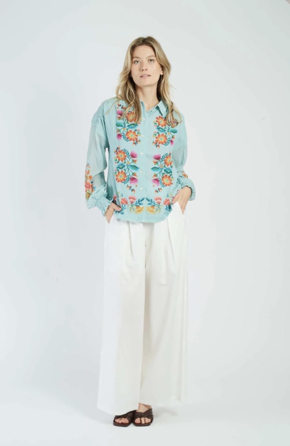 Camisa Derhy  ASTON estampada azul agua - Imagen 2