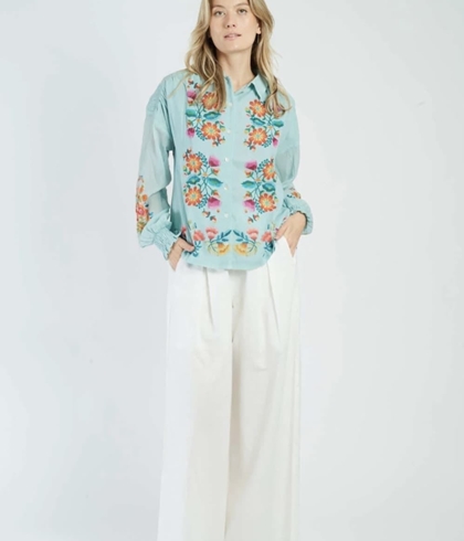 Camisa Derhy  ASTON estampada azul agua - Imagen 2