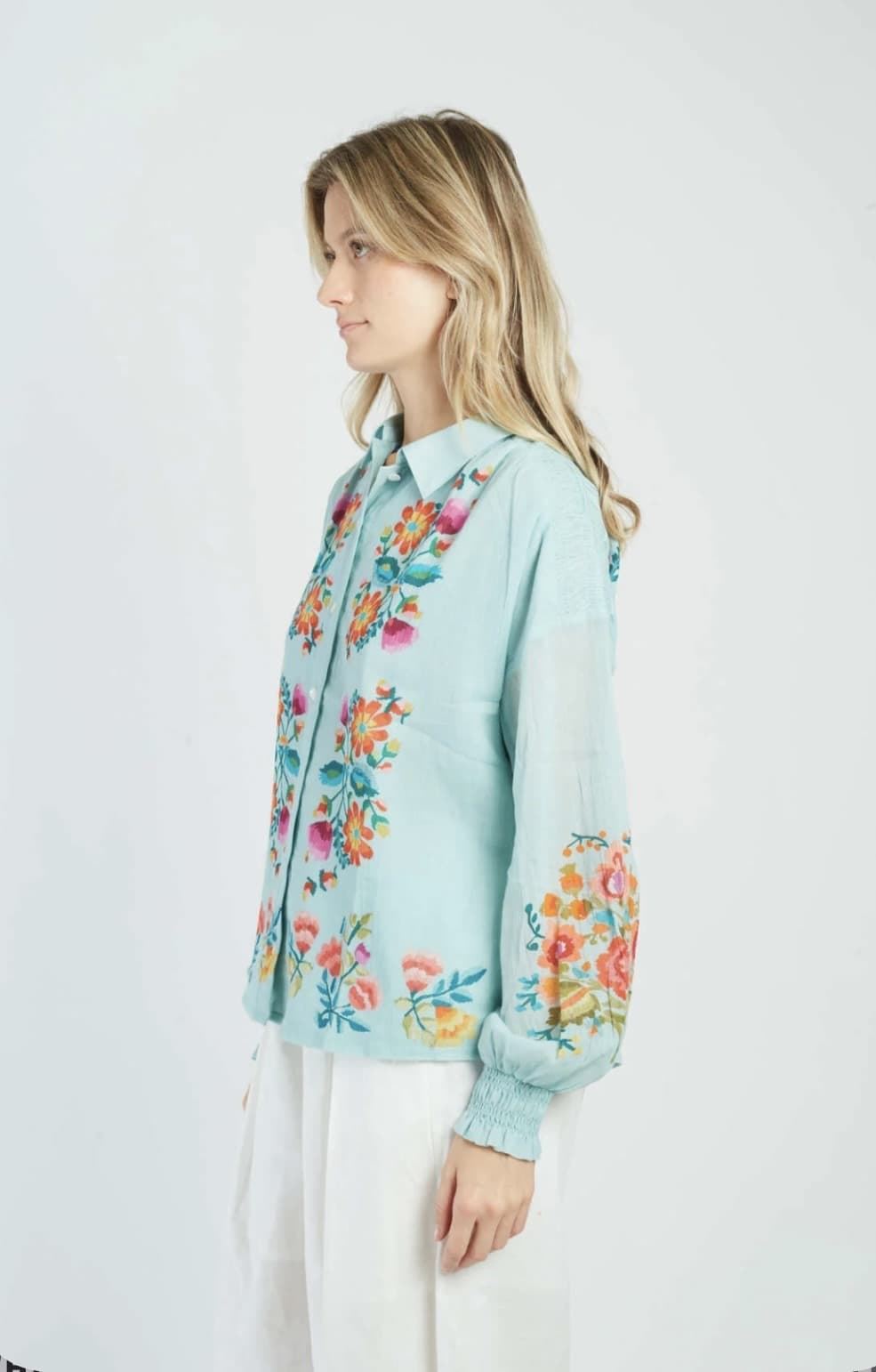 Camisa Derhy  ASTON estampada azul agua - Imagen 4