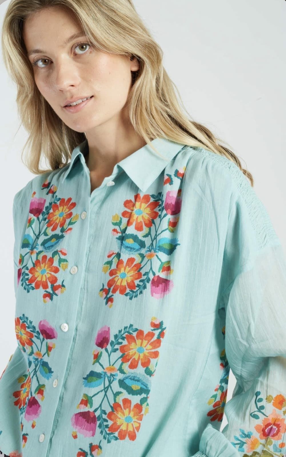 Camisa Derhy  ASTON estampada azul agua - Imagen 5