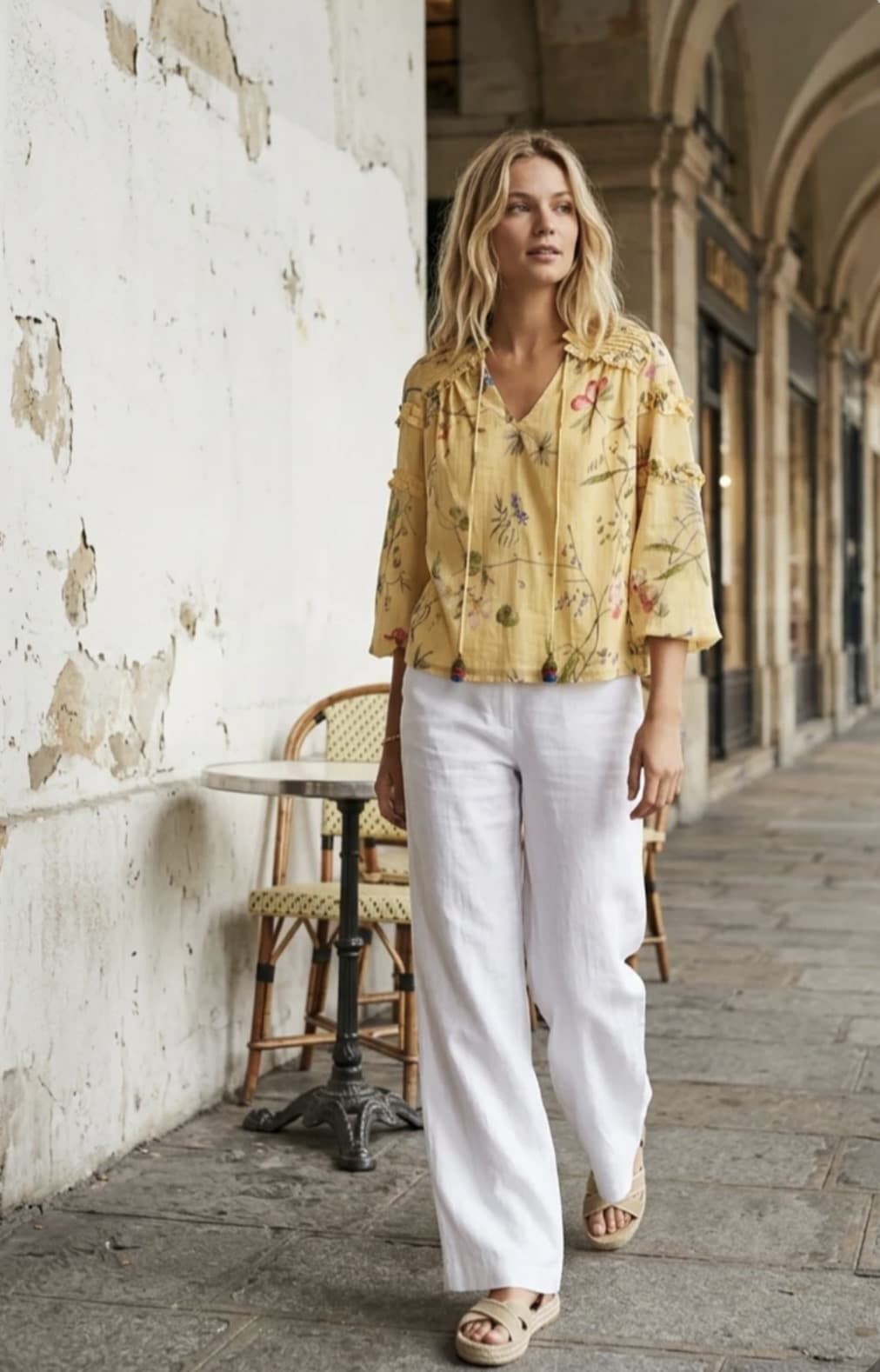 Camisa Derhy AVA Estampada amarilla mostaza - Imagen 2