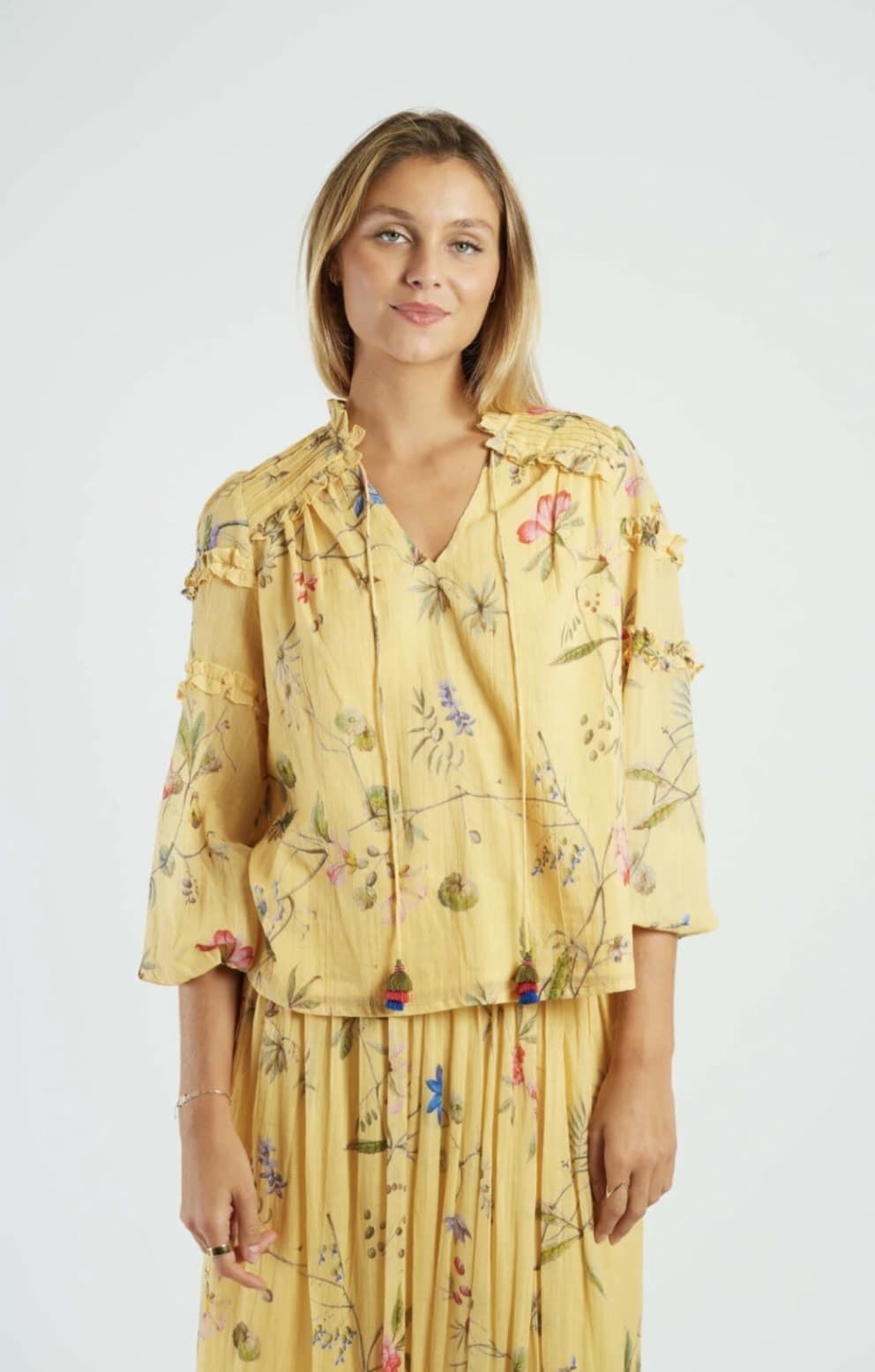 Camisa Derhy AVA Estampada amarilla mostaza - Imagen 6