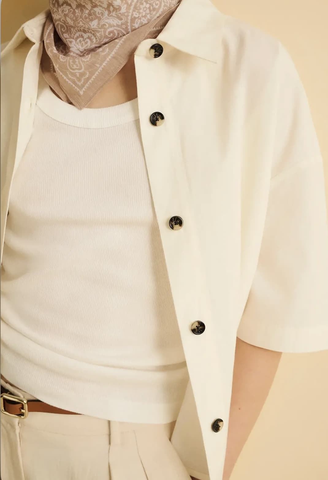Camisa ese o ese MANGA CORTA GIORGIO cruda(Blanco roto) - Imagen 2