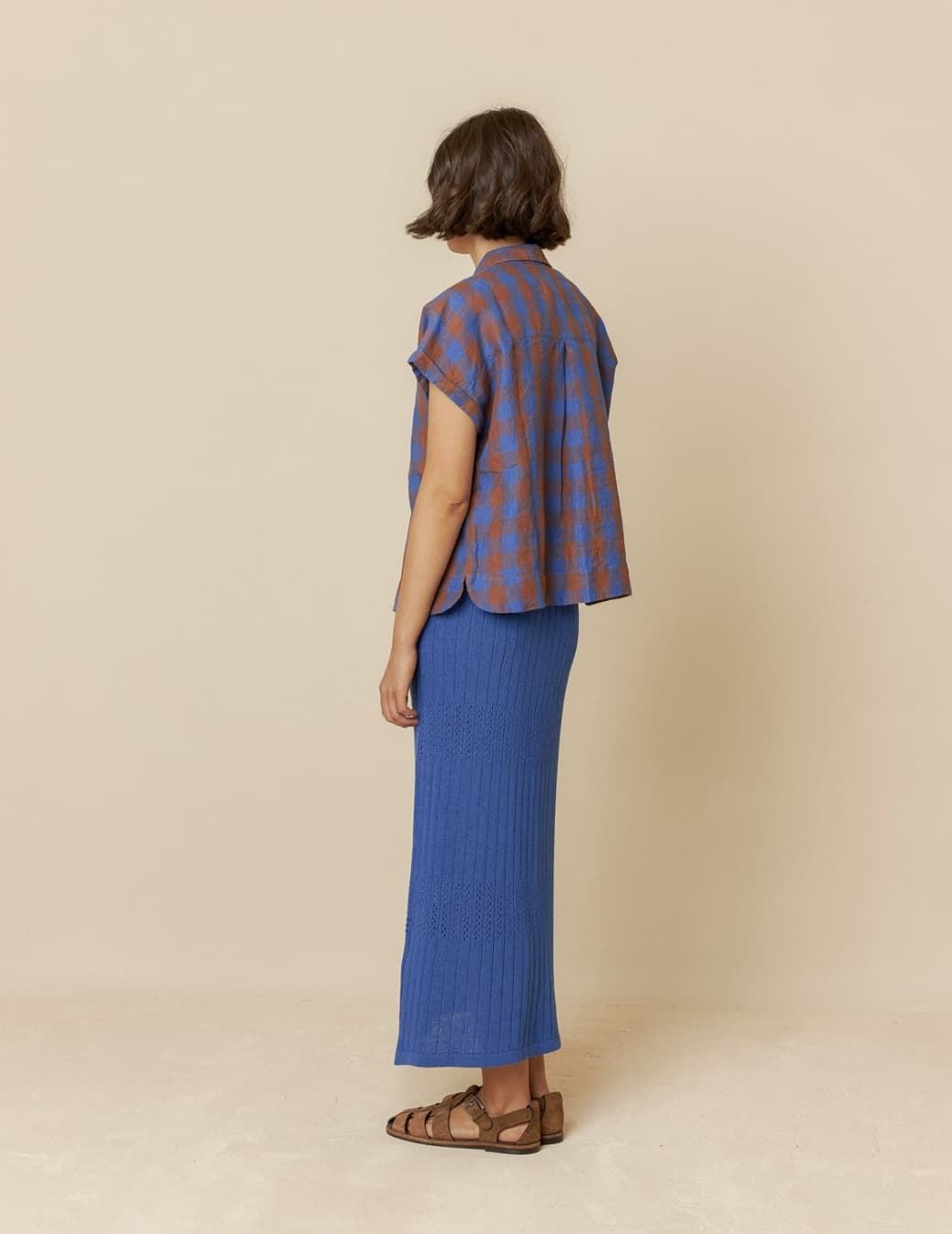 Camisa Indi & Cold 210 VICHY OVERSIZE CUADROS AZULES - Imagen 2