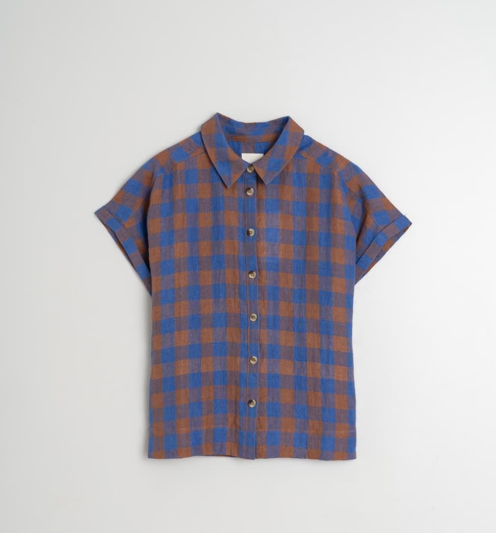 Camisa Indi & Cold 210 VICHY OVERSIZE CUADROS AZULES - Imagen 3