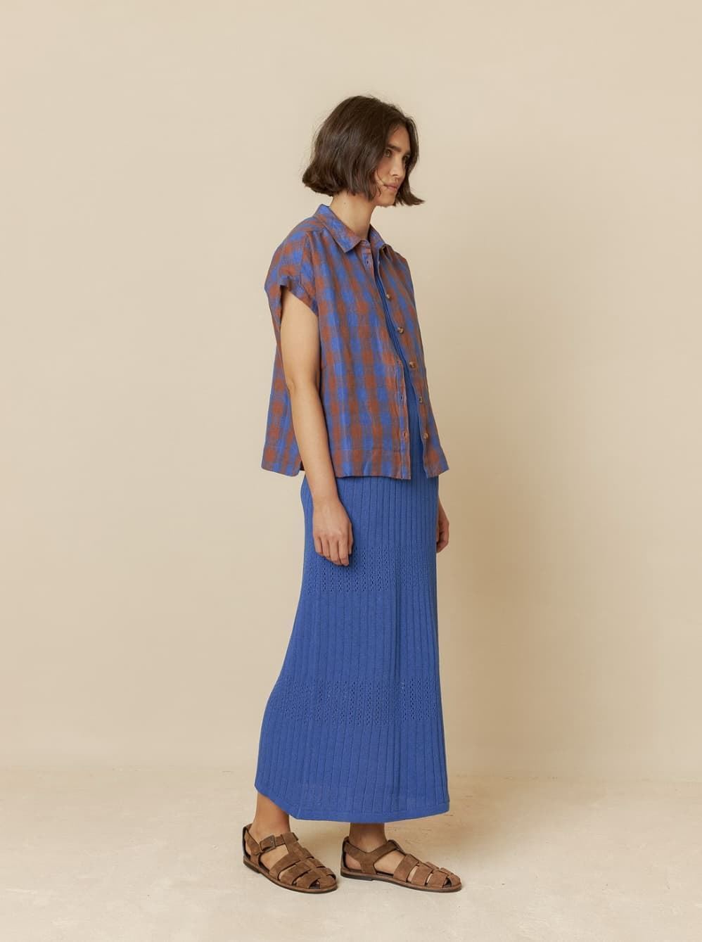 Camisa Indi & Cold 210 VICHY OVERSIZE CUADROS AZULES - Imagen 4