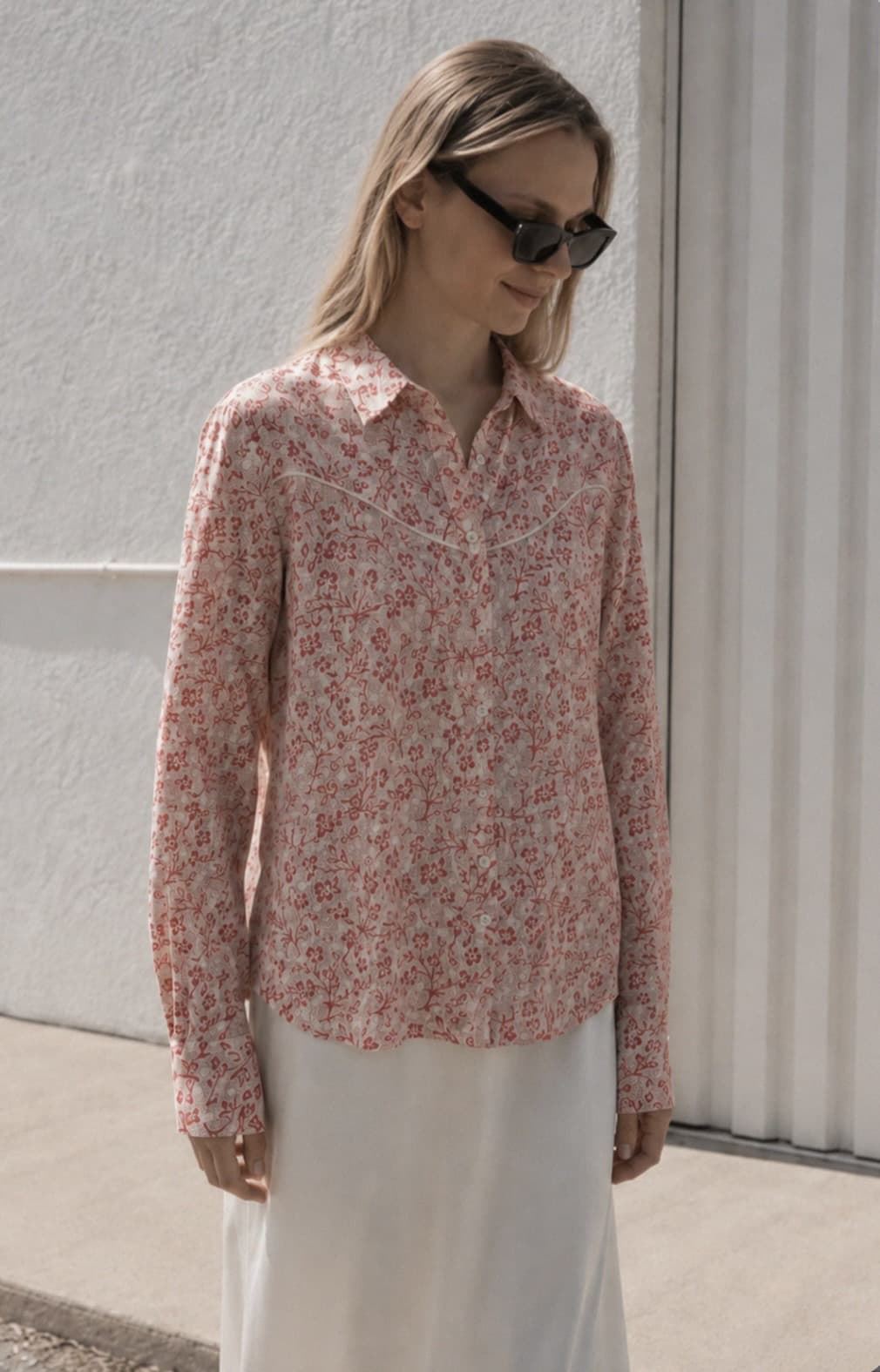 CAMISA Indi & Cold AD 125 WESTERN FLORES Rojo pizcara - Imagen 1