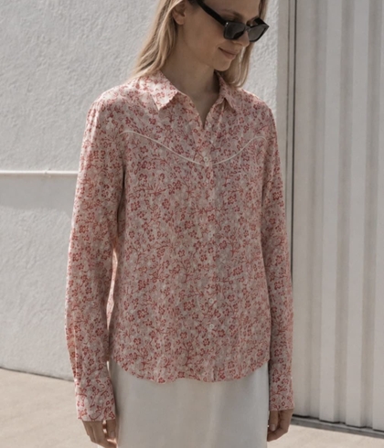 CAMISA Indi & Cold AD 125 WESTERN FLORES Rojo pizcara - Imagen 1
