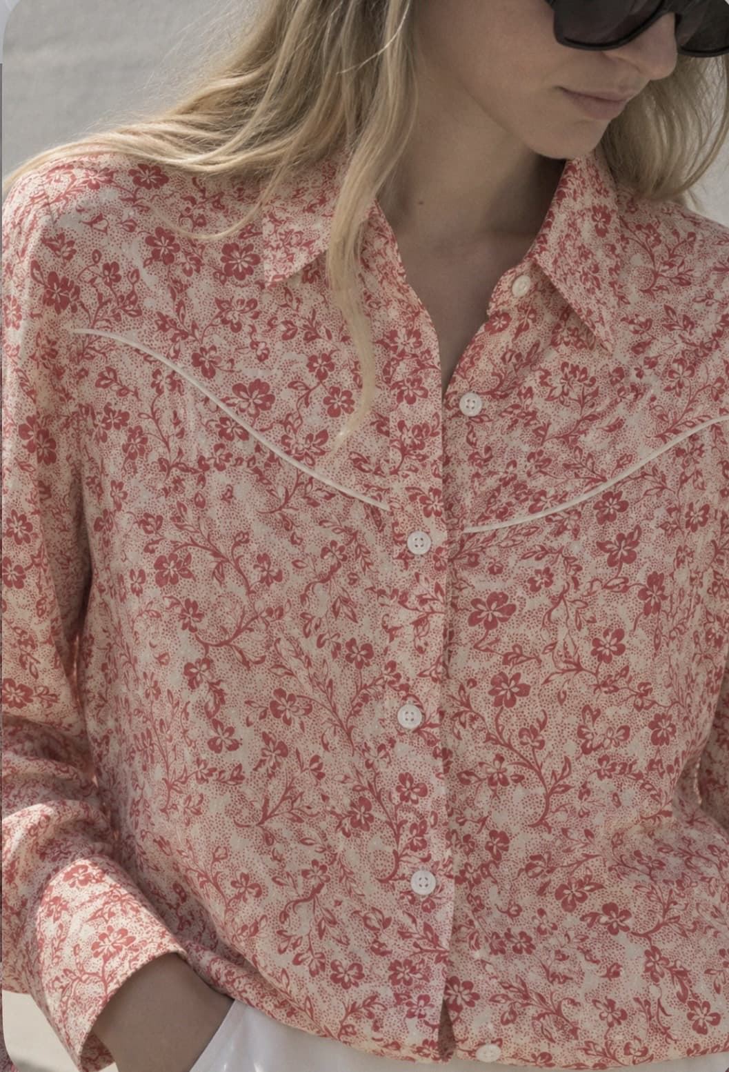 CAMISA Indi & Cold AD 125 WESTERN FLORES Rojo pizcara - Imagen 2