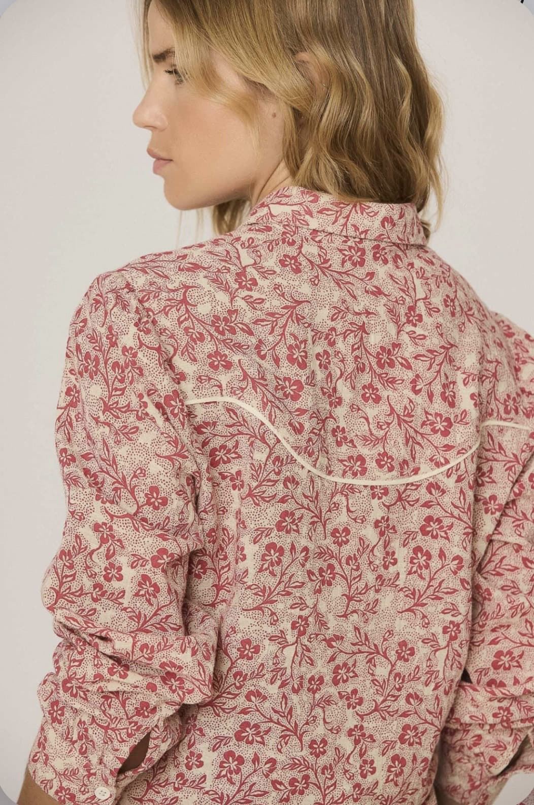 CAMISA Indi & Cold AD 125 WESTERN FLORES Rojo pizcara - Imagen 3