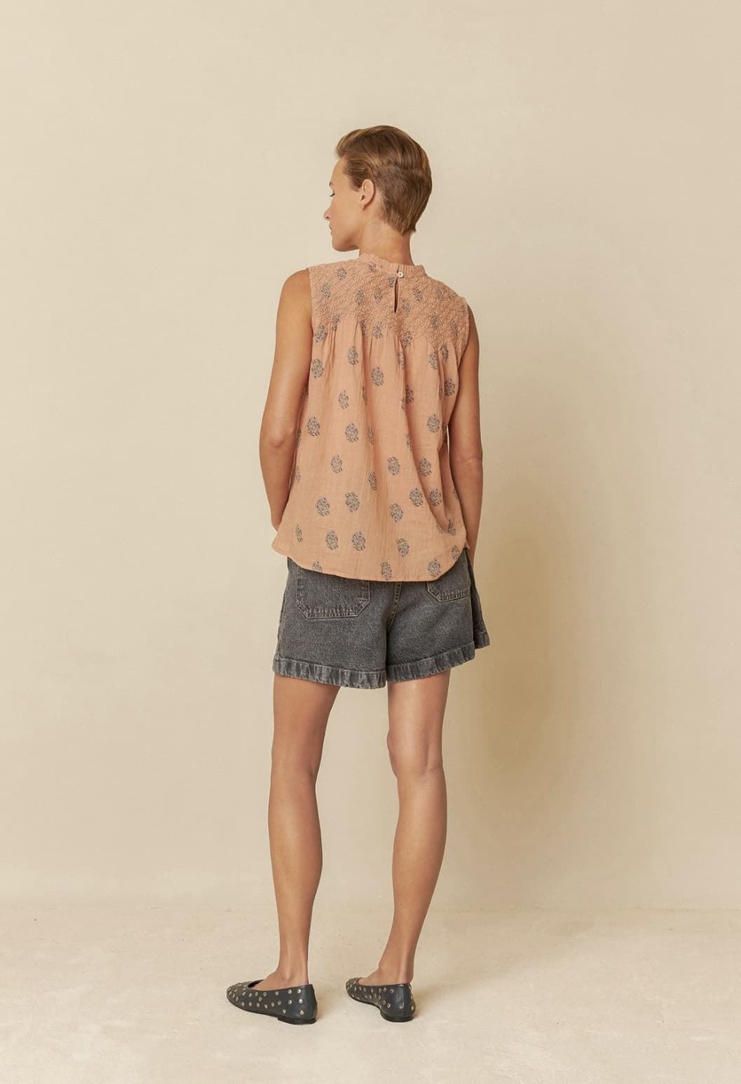 Camisa Indi & Cold AD 176 smok manual print melocotón - Imagen 3