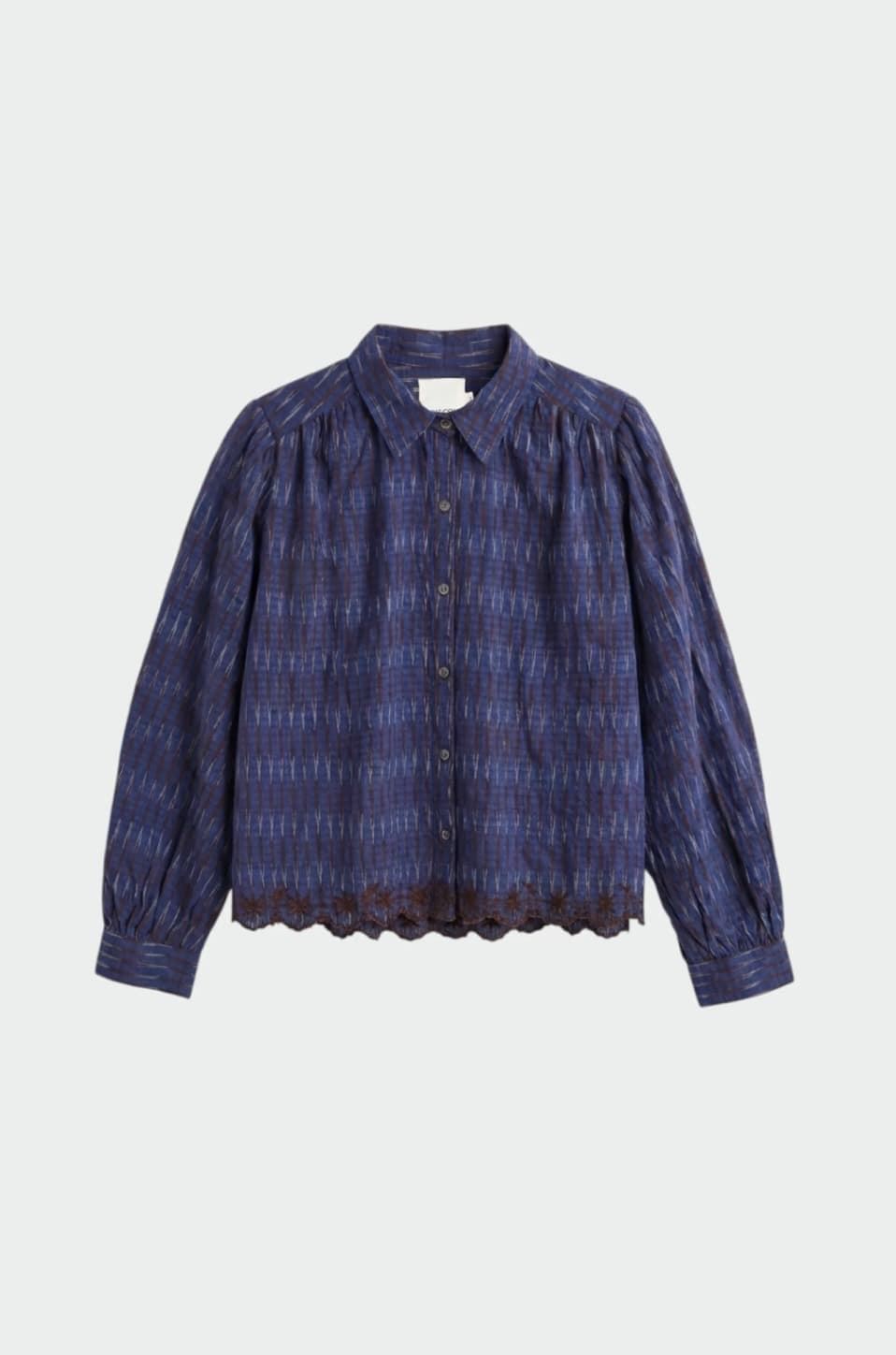 CAMISA Indi & Cold AD133 bordados a contraste azul Klein - Imagen 5