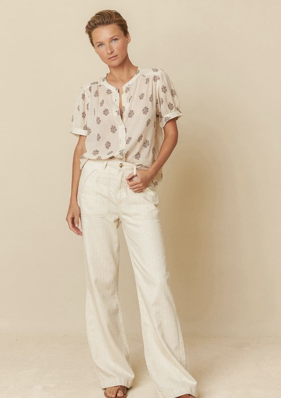 Camisa Indi & Cold AD175 VOILE ALGODÓN piedra - Imagen 3