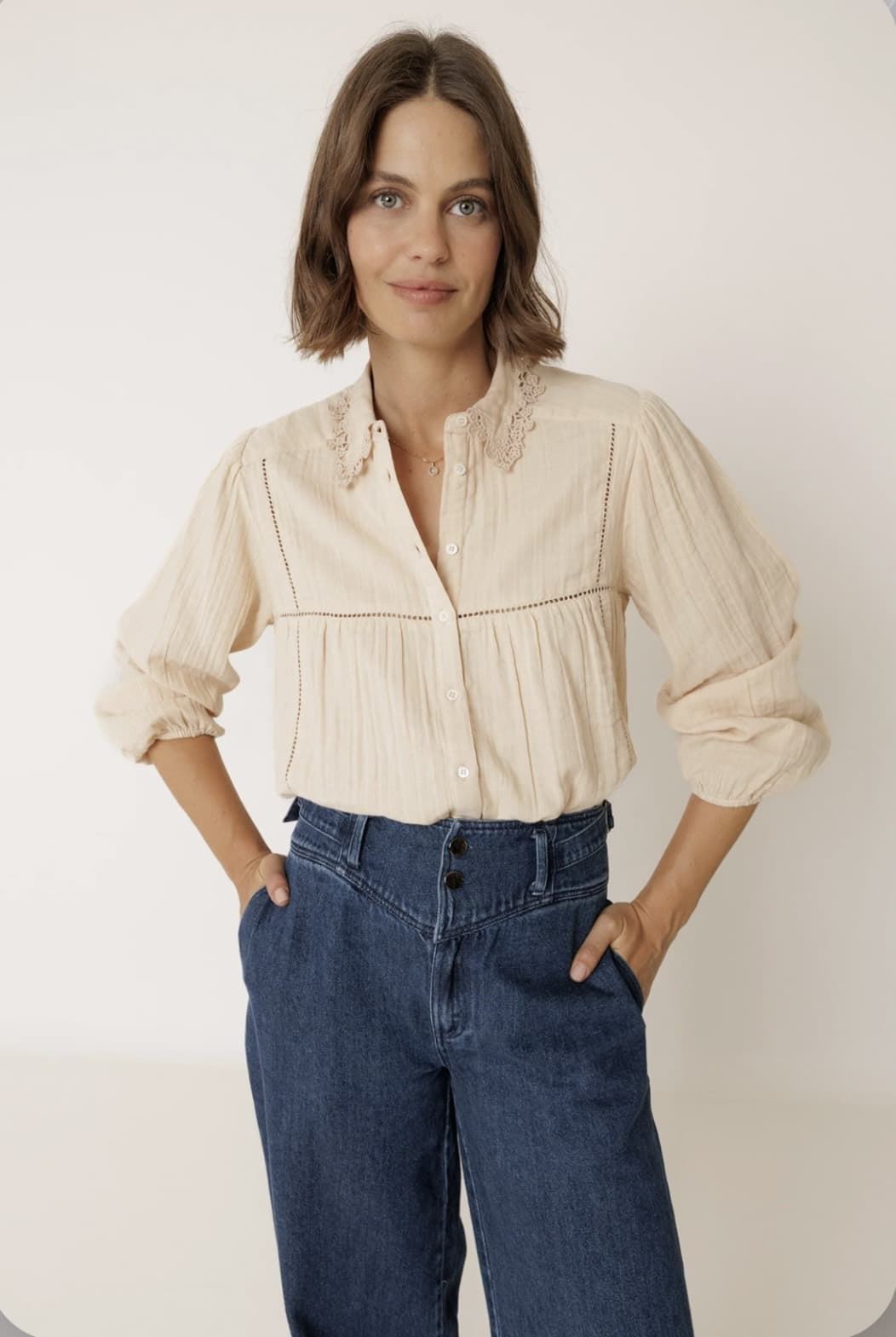 Camisa Indi & Cold  AD830 CUELLO CROCHET color petalo - Imagen 1