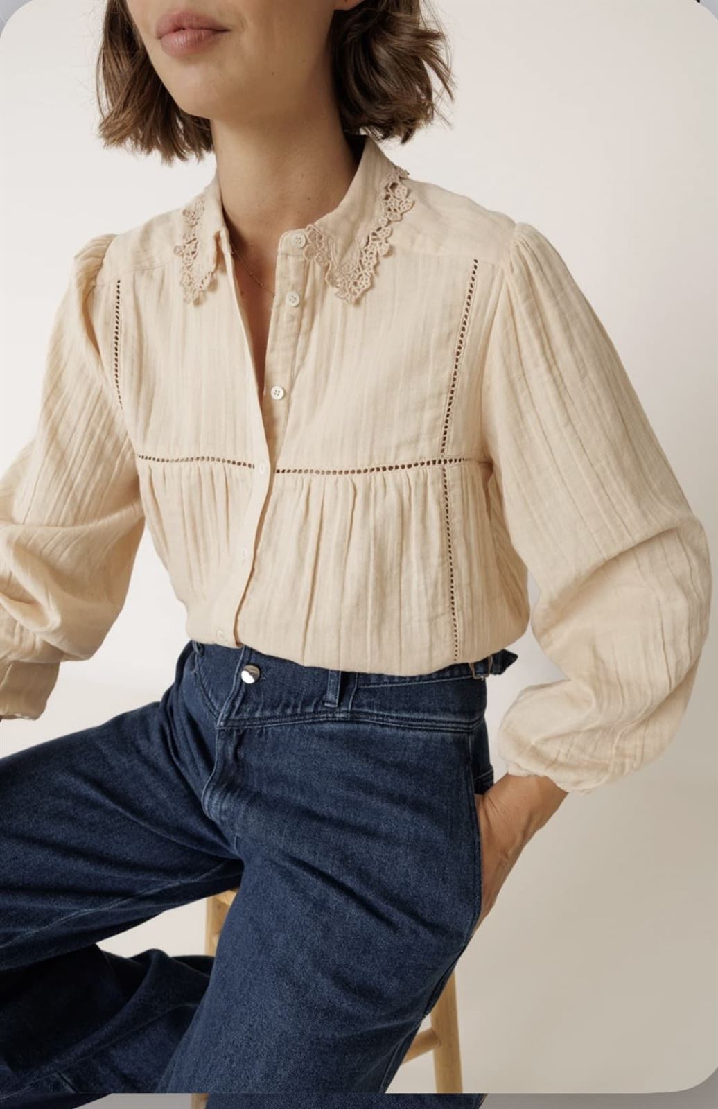 Camisa Indi & Cold  AD830 CUELLO CROCHET color petalo - Imagen 2