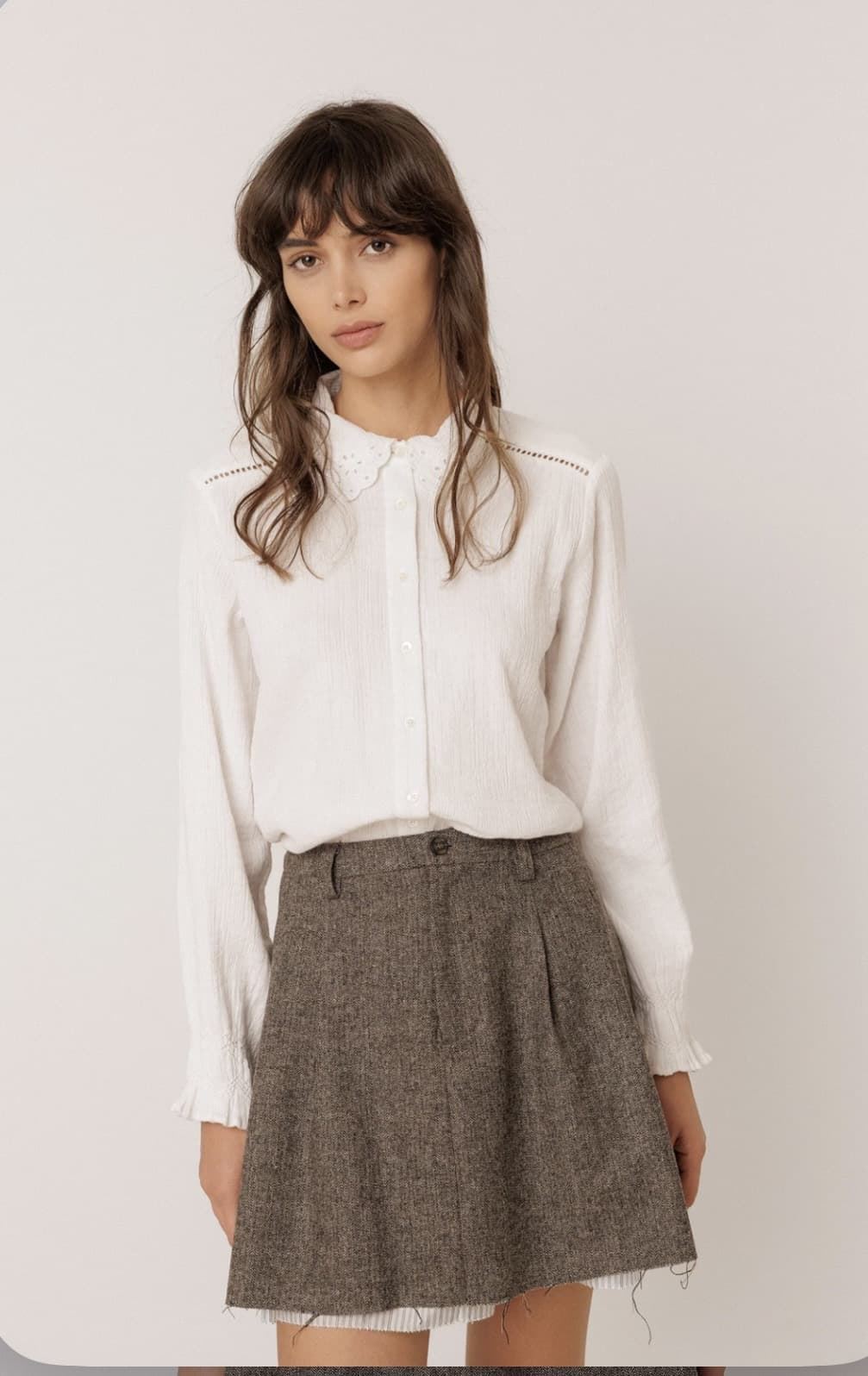 CAMISA Indi & Cold BK160 romántica doble gasa Blanca - Imagen 1