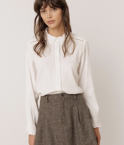 CAMISA Indi & Cold BK160  romántica doble gasa Blanca - Imagen 1