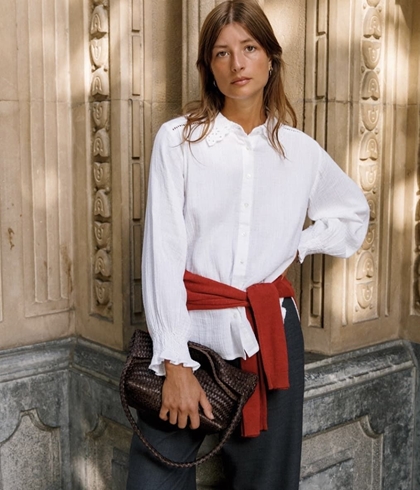CAMISA Indi & Cold BK160 romántica doble gasa Blanca - Imagen 2