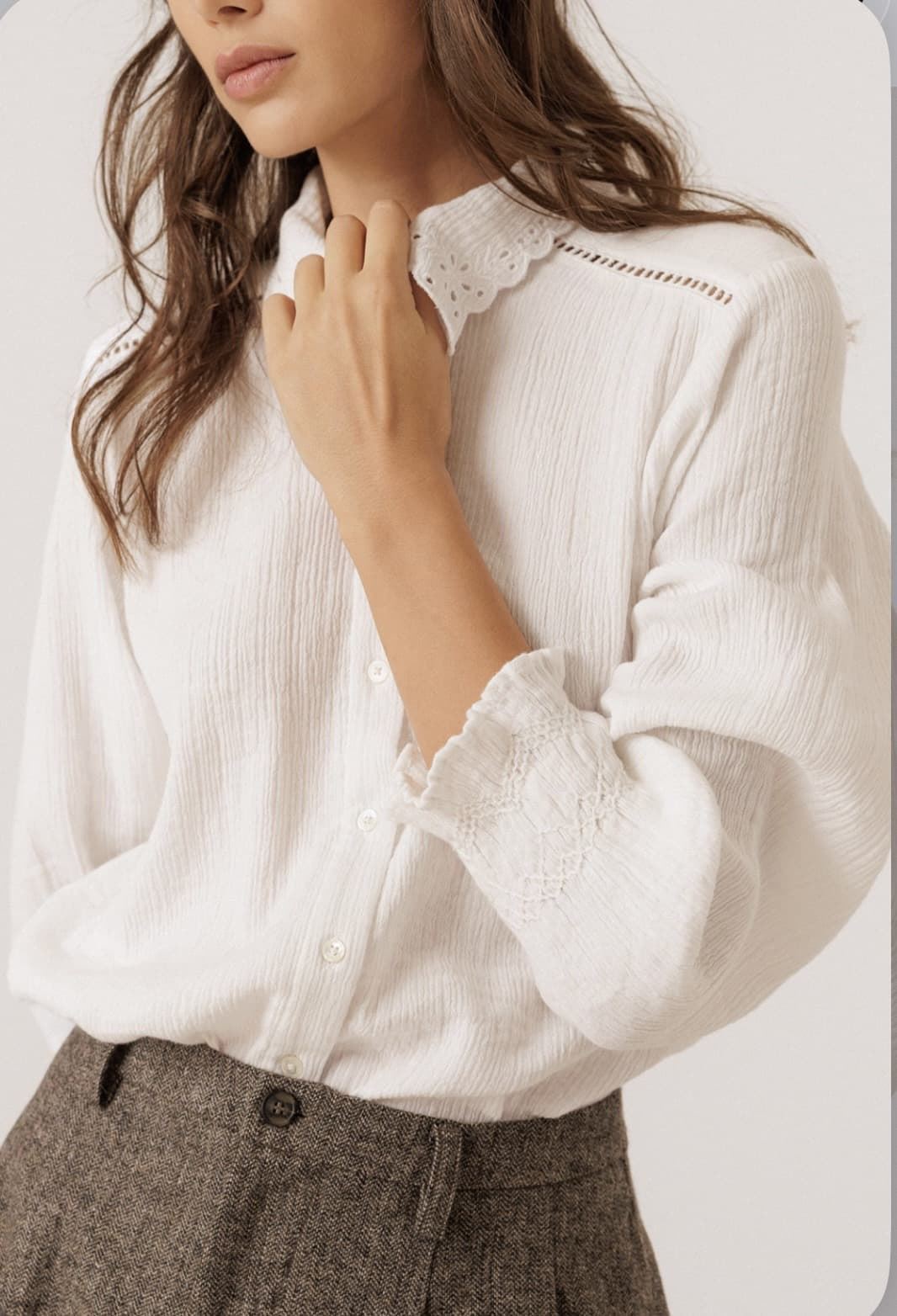 CAMISA Indi & Cold BK160 romántica doble gasa Blanca - Imagen 5