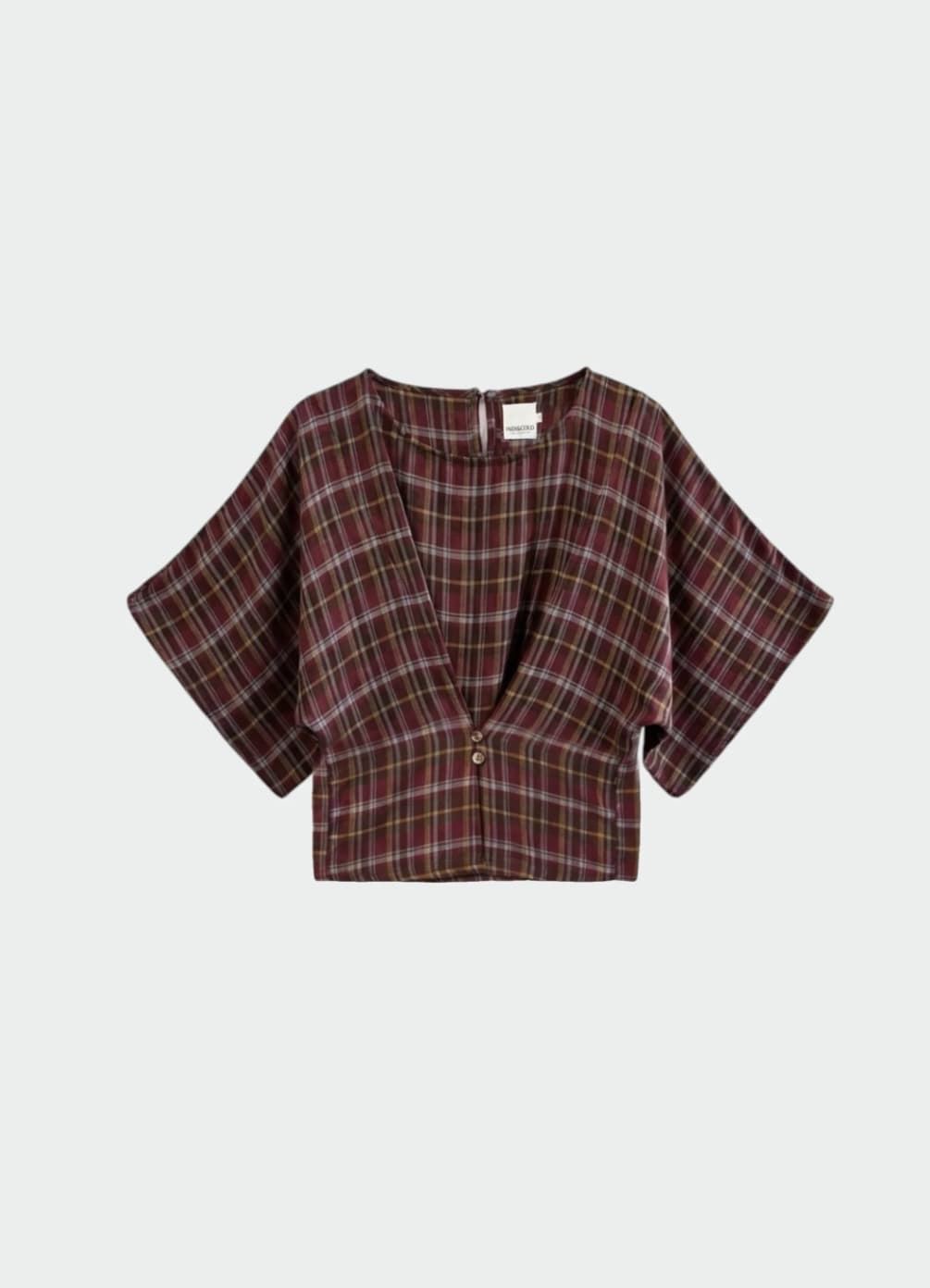 CAMISA Indi & Cold BK311Manga corta cuadros multicolor Burdeos - Imagen 5