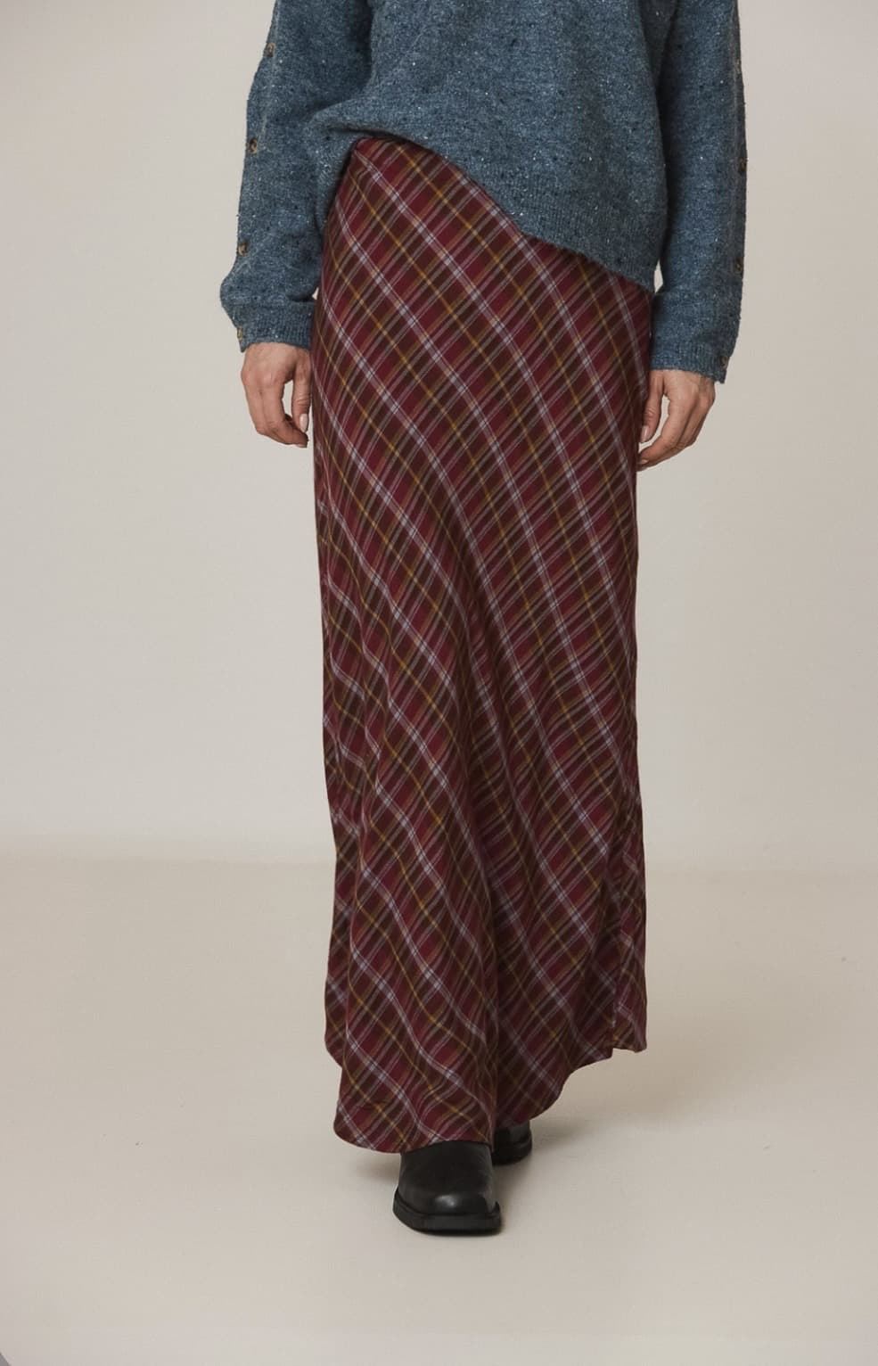 CAMISA Indi & Cold BK312 larga cuadros multicolor Burdeos - Imagen 1