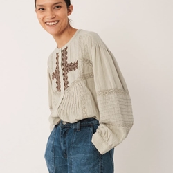 Camisa Indi & Cold bordado etnico KI220  piedra - Imagen 1