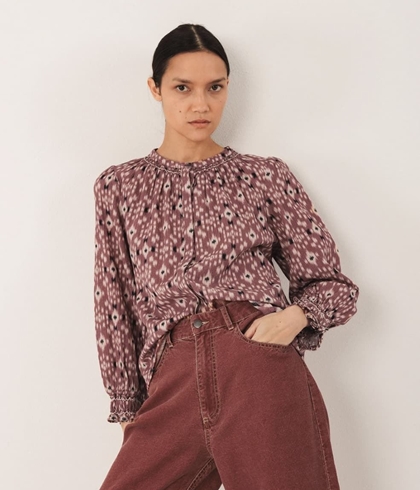 Camisa Indi & Cold estampado Ikat MC141malva - Imagen 1