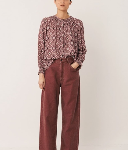 Camisa Indi & Cold estampado Ikat MC141malva - Imagen 2